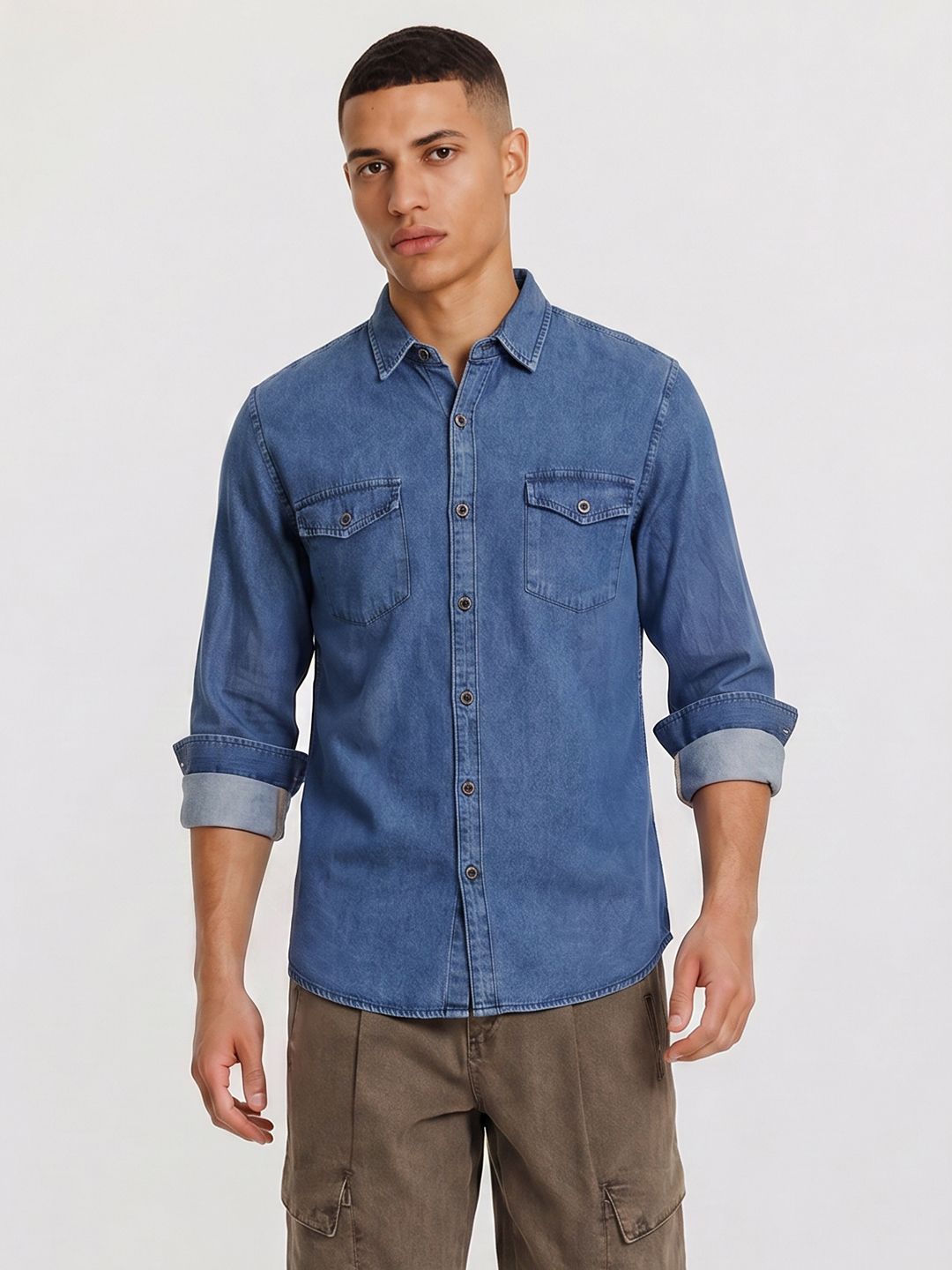 The Roadster Life Co. Pure Cotton Chambray Casual Shirt