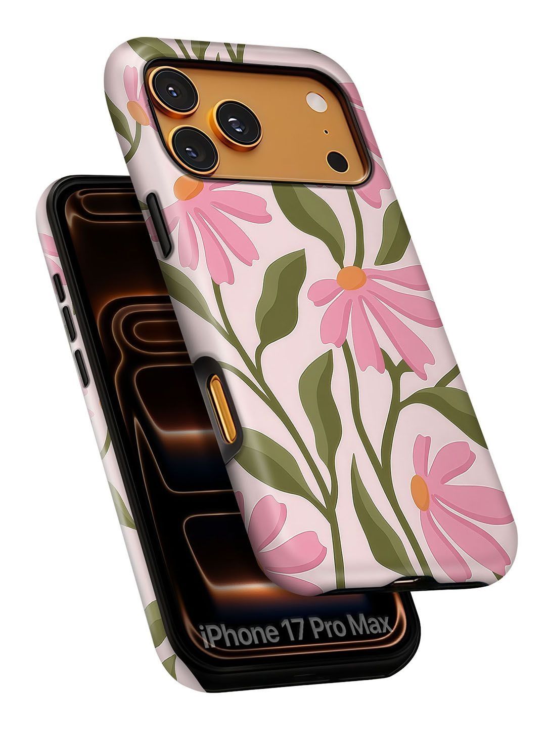 QRIOH Floral Printed iPhone 17 Pro Max Back Case Mobile Accessories