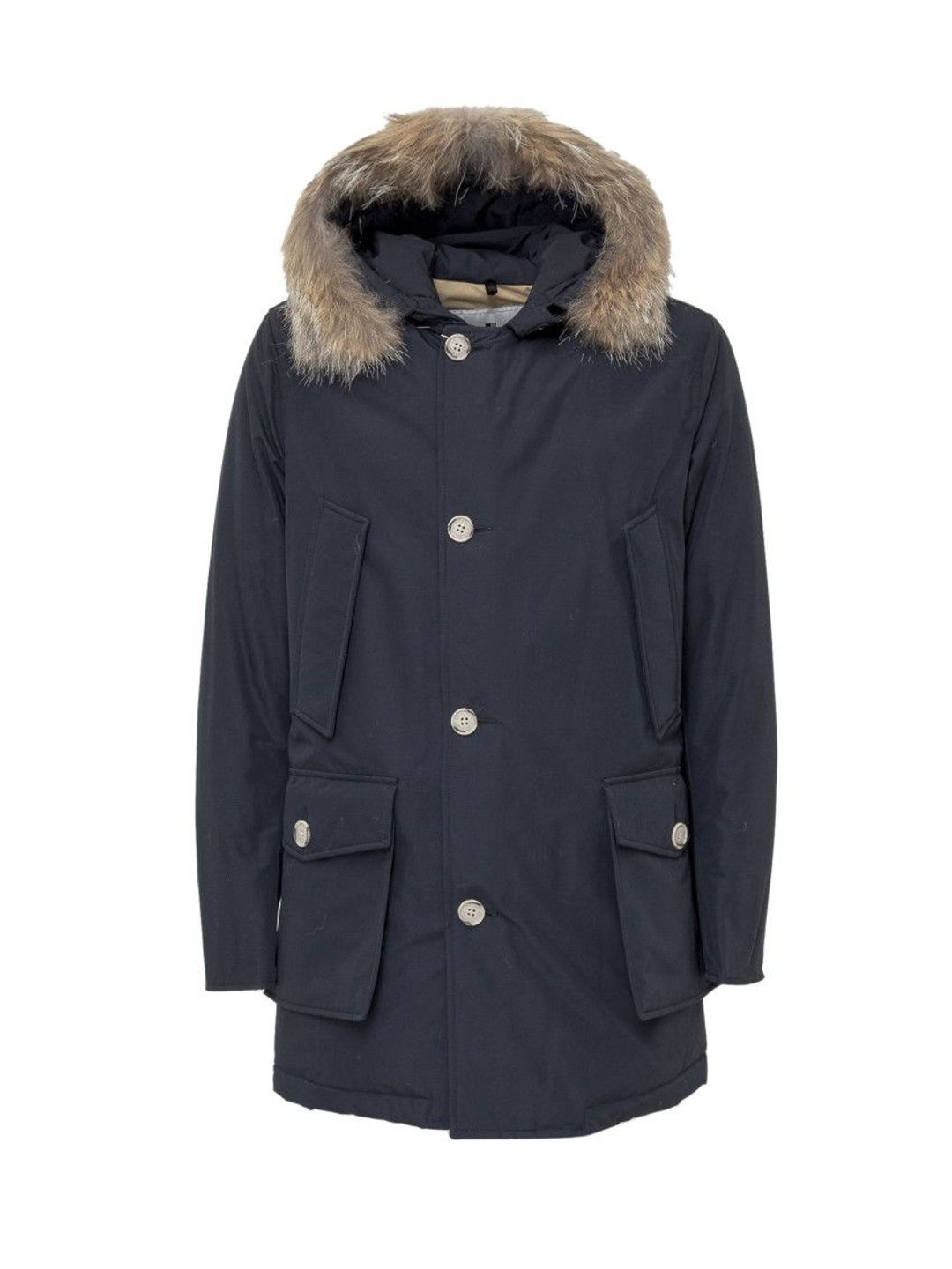 Woolrich Dark Blue Solid Hood Jackets