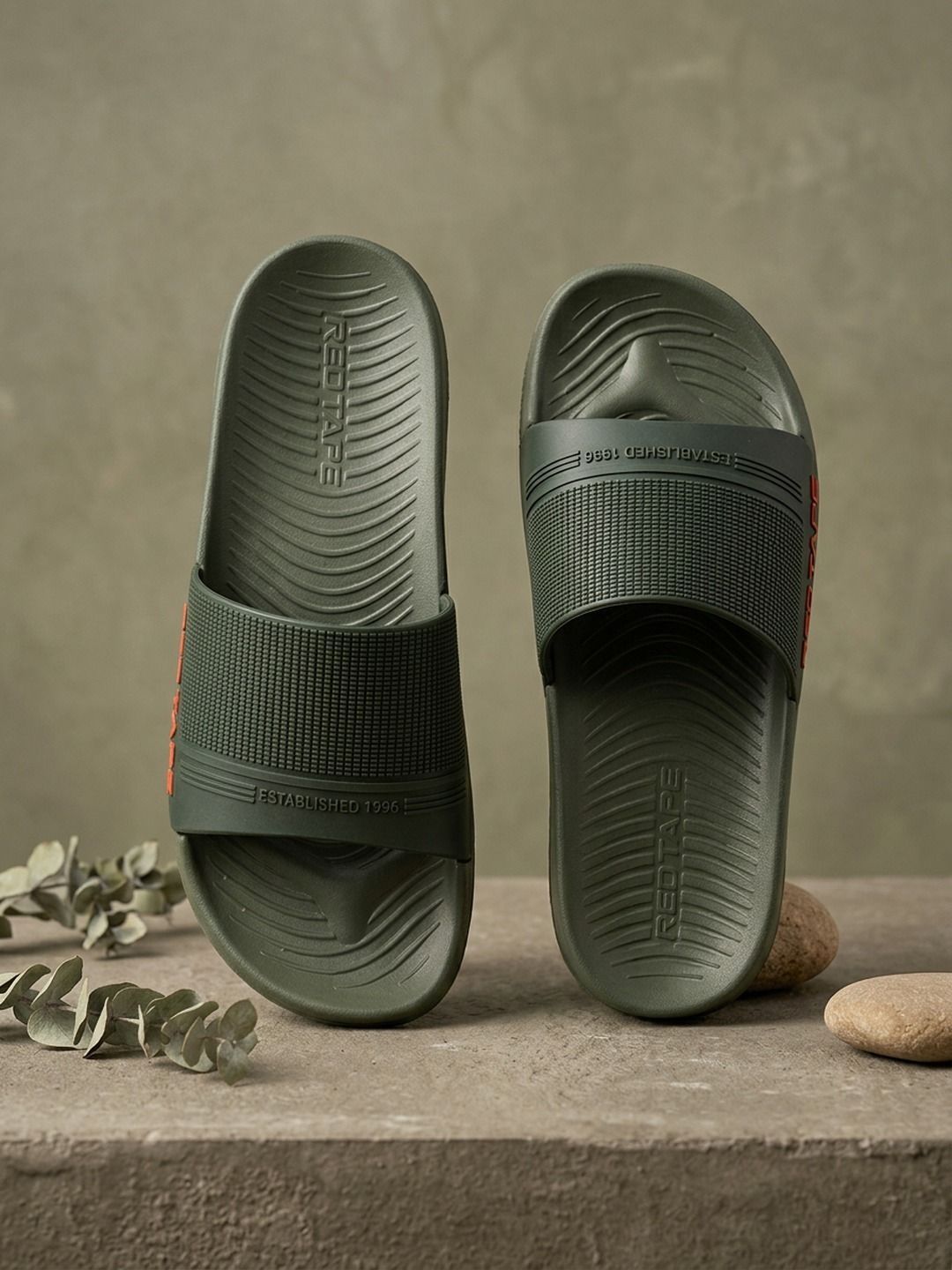 Red Tape Men Self Design Comfort Sliders