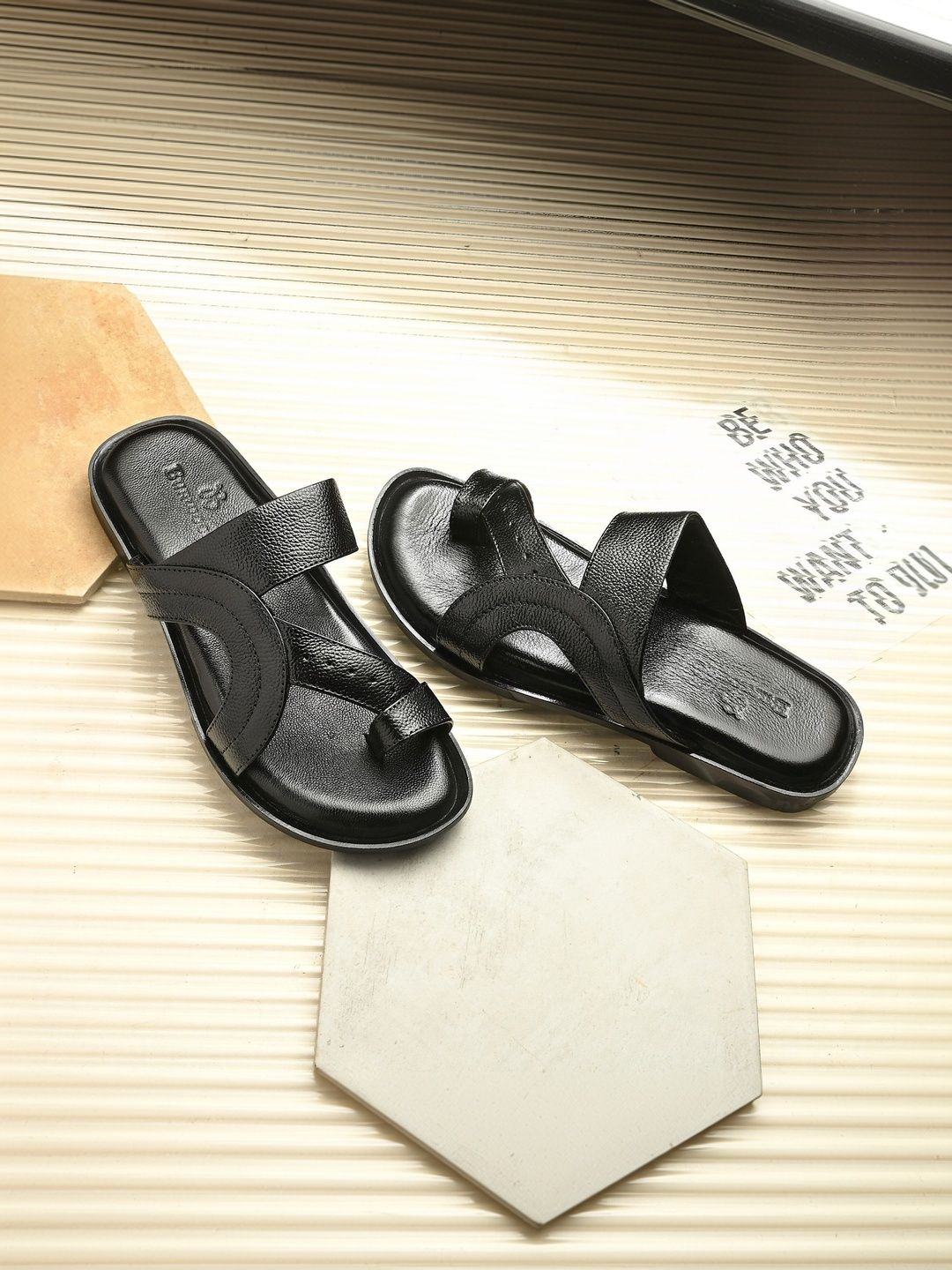 House of Pataudi Men Leather Shoe-Style Sandals