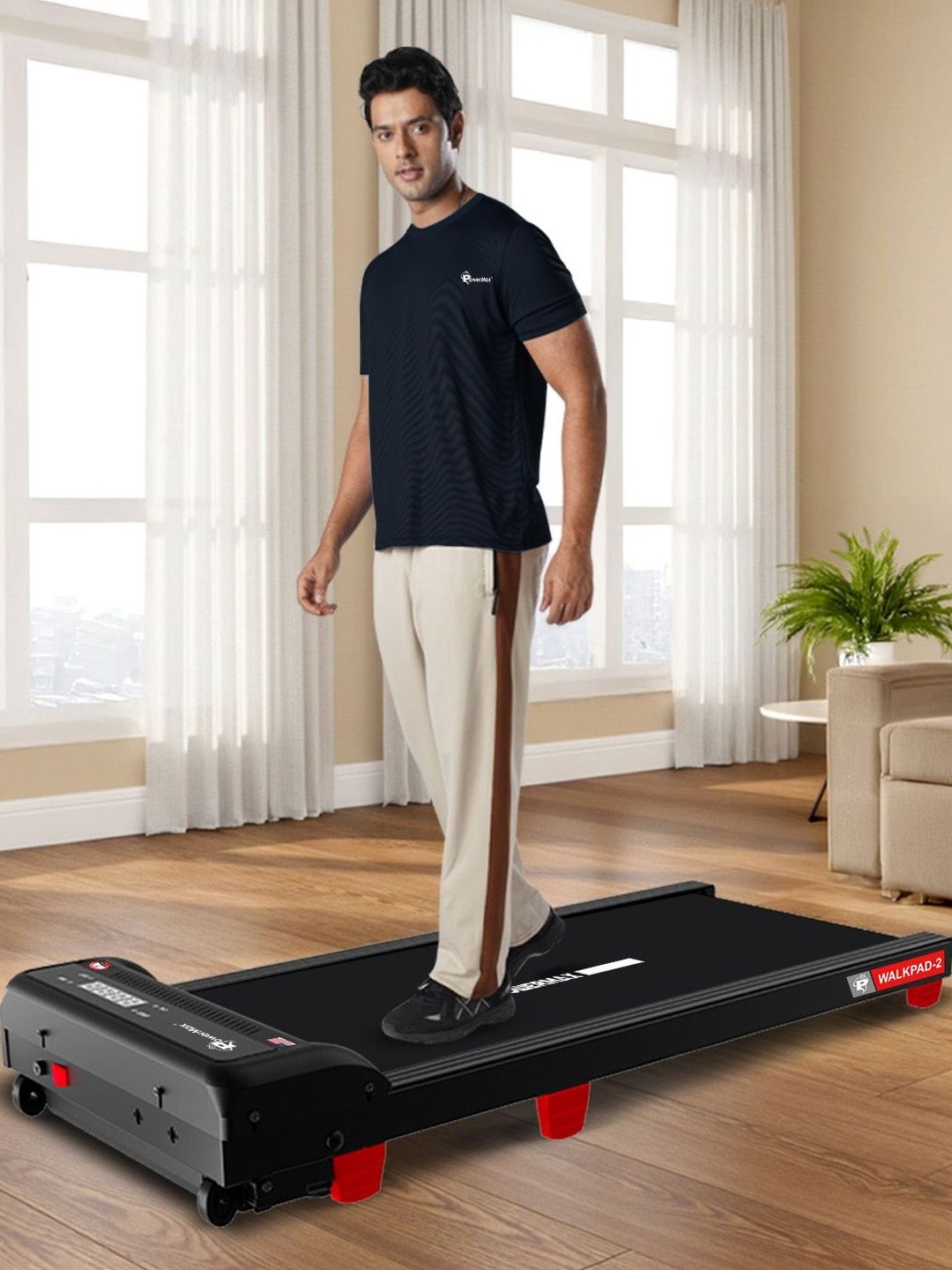 PowerMax Fitness PowerMax Fitness Walkpad-2 3HP Treadmill Incline for Effective Cardio