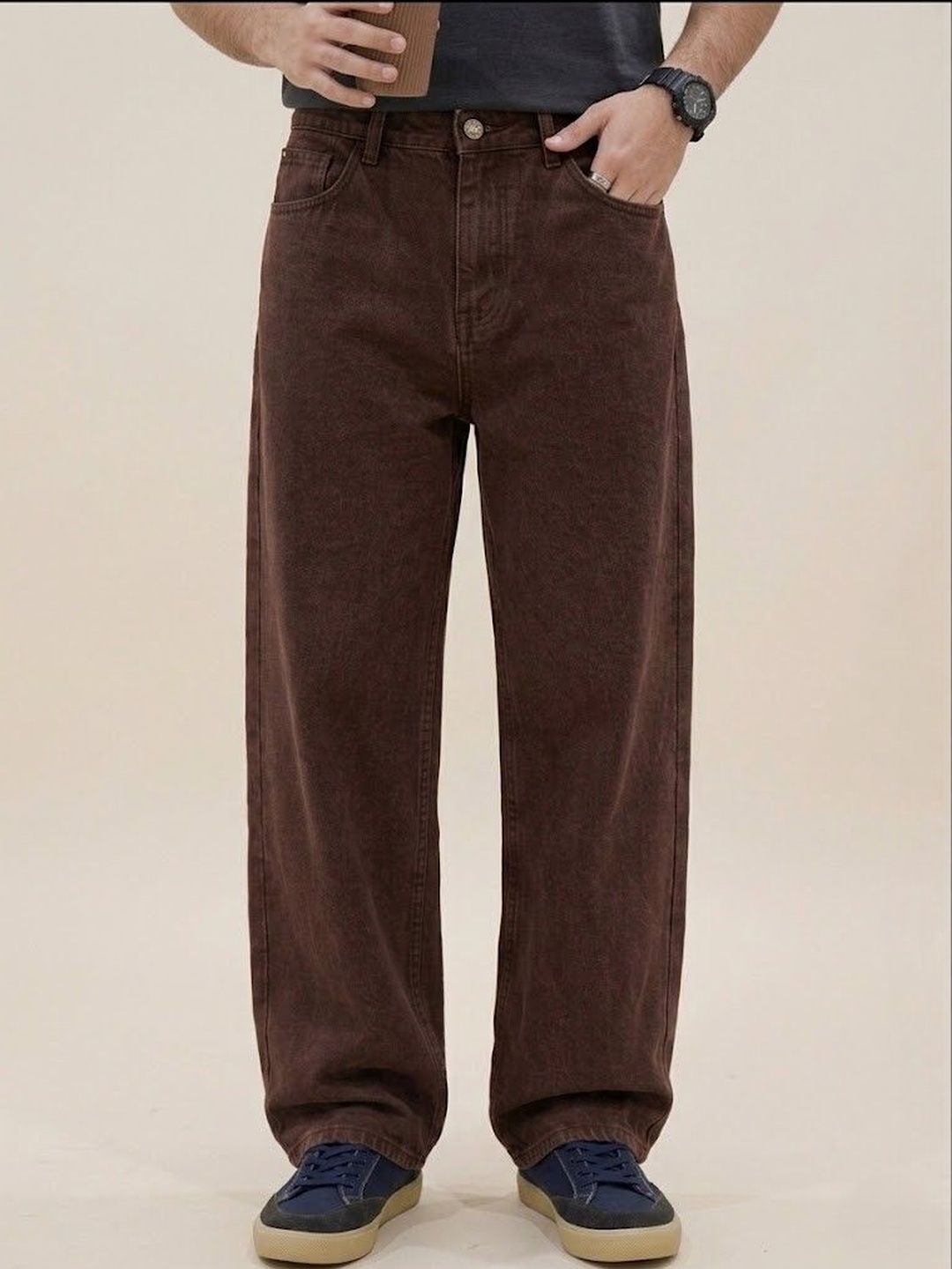 Niffar Fashion Men Wide Leg Mid-Rise Jeans