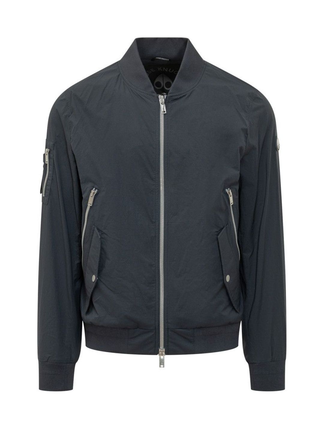 Moose Knuckles Blue Solid Mock Collar Jacket