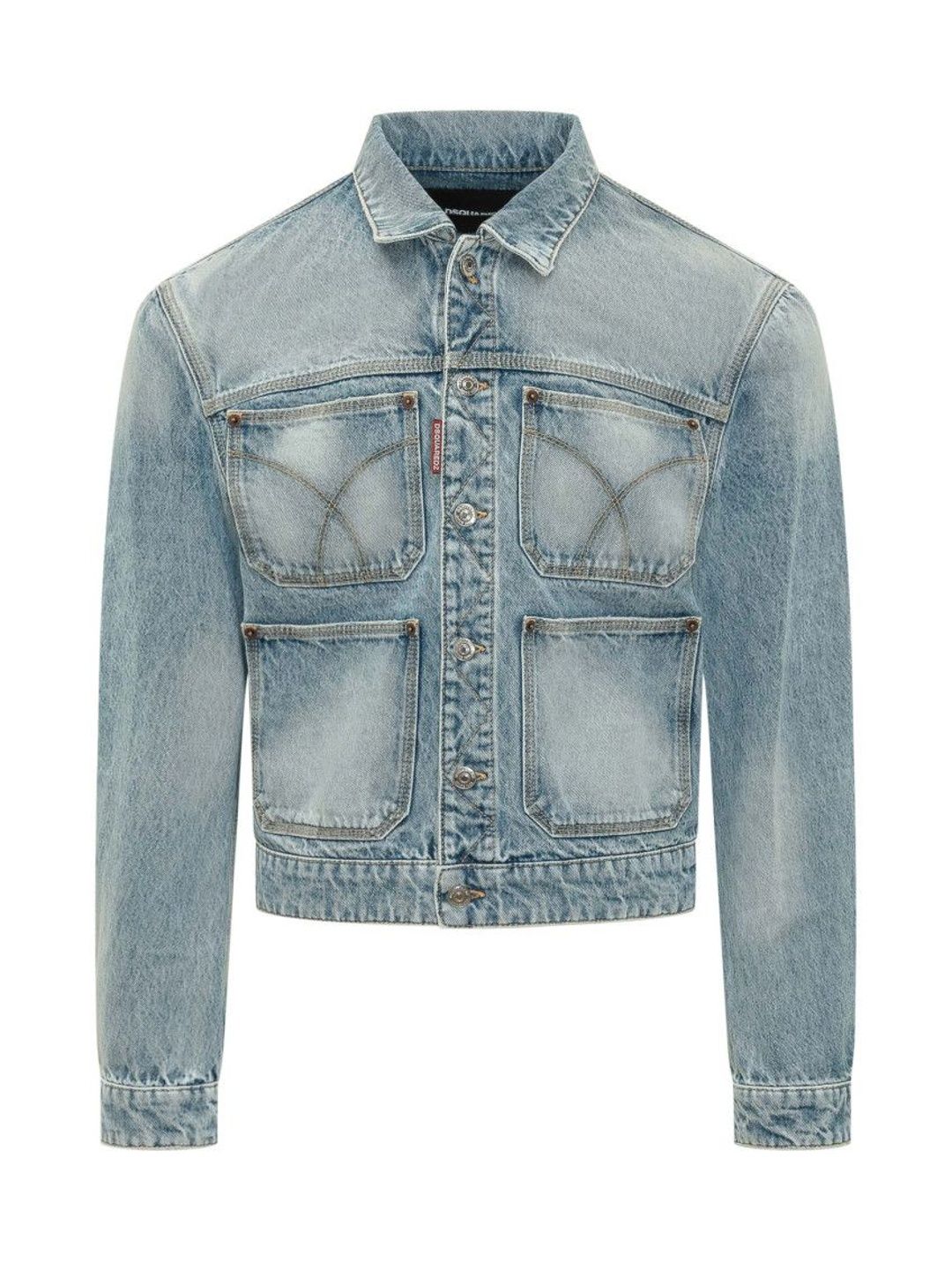 Dsquared2 Light Blue Solid Shirt Collar Jacket