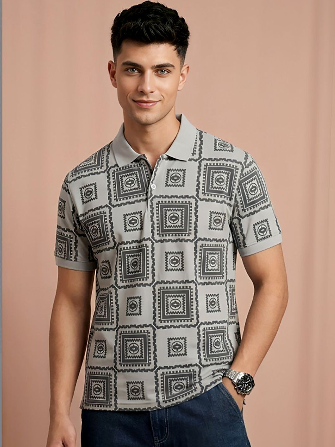 Moda Rapido Men Printed Polo Collar T-shirt