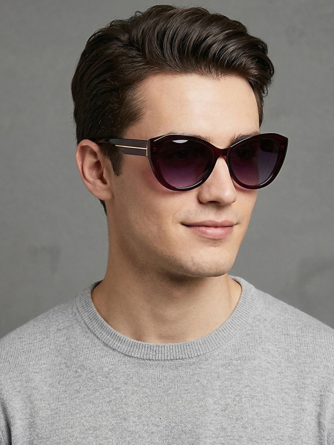 SZN Unisex Purple Lens & Purple Cateye Sunglasses with