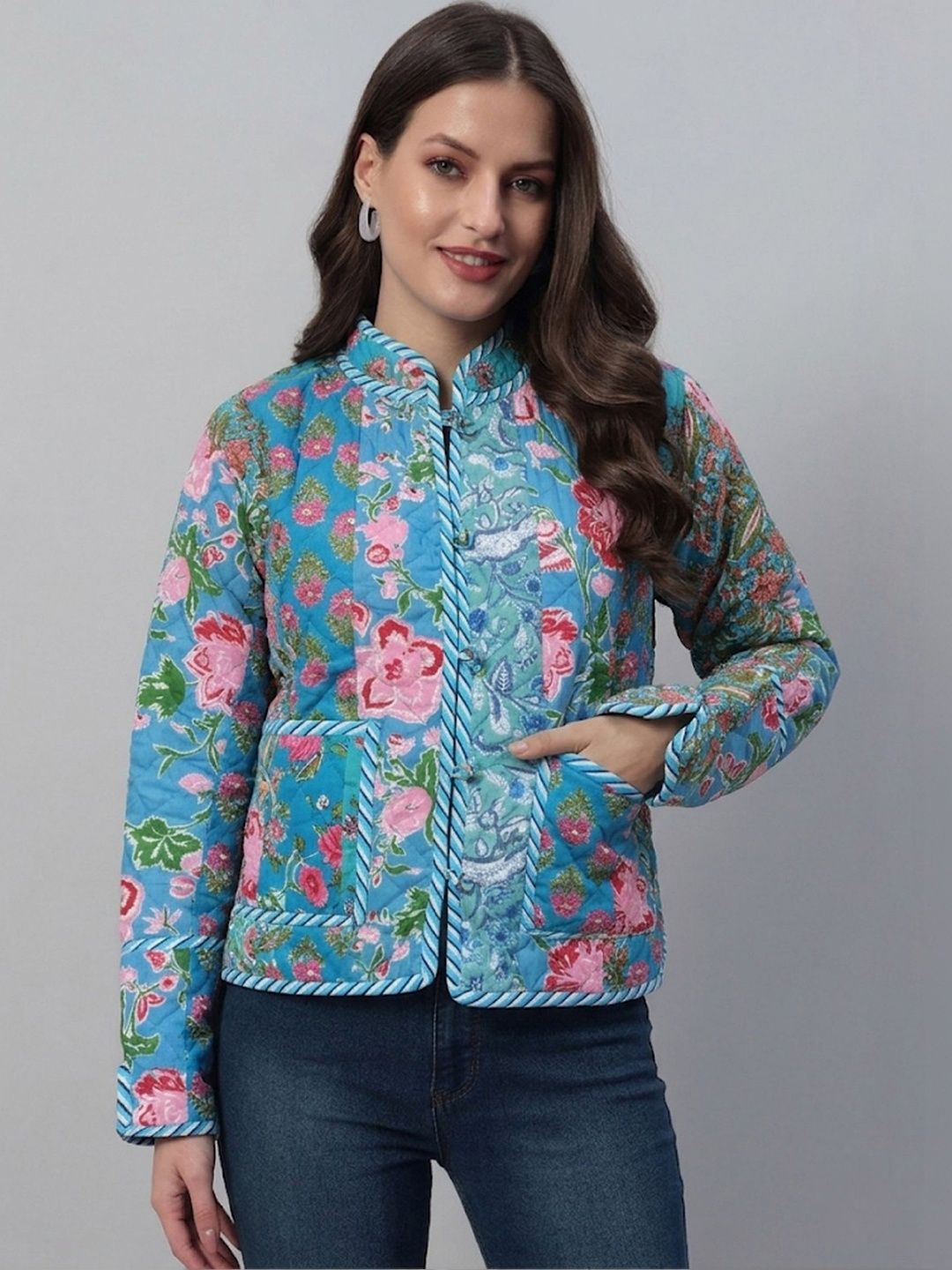 HANDICRAFT PALACE Women Floral Reversible Quilted Jacket