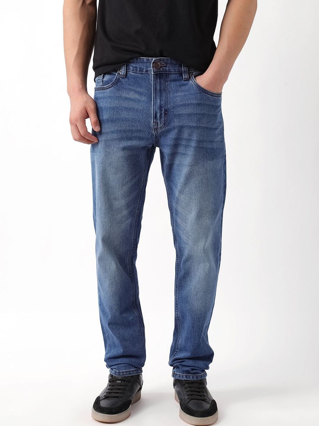 THE BEAR HOUSE Men Slim Fit Mid-Rise Light Fade Stretchable Jeans