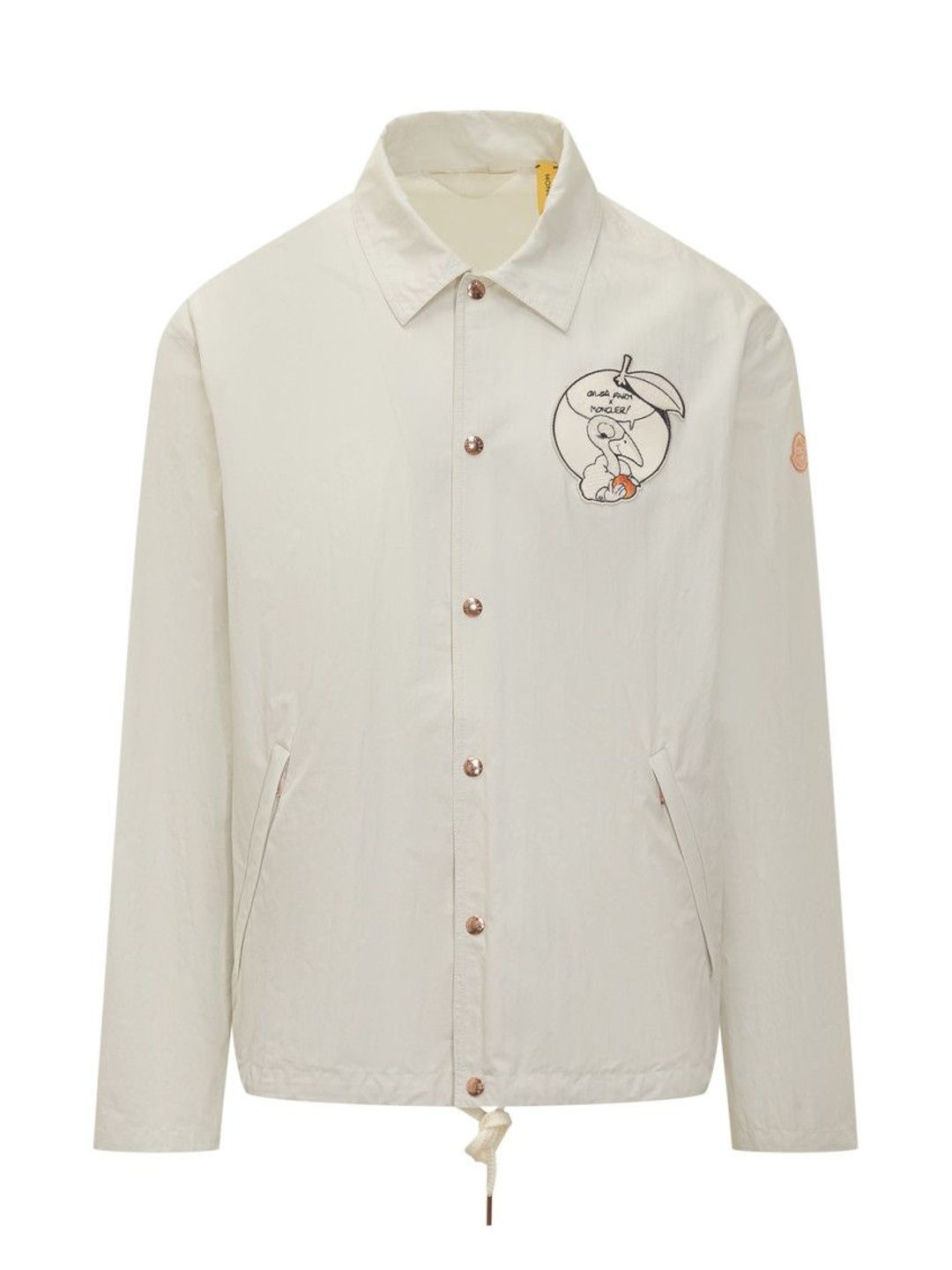 Moncler White Embroidered Shirt Collar Jacket