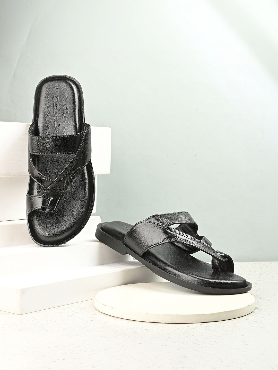 House of Pataudi Men Leather Shoe-Style Sandals