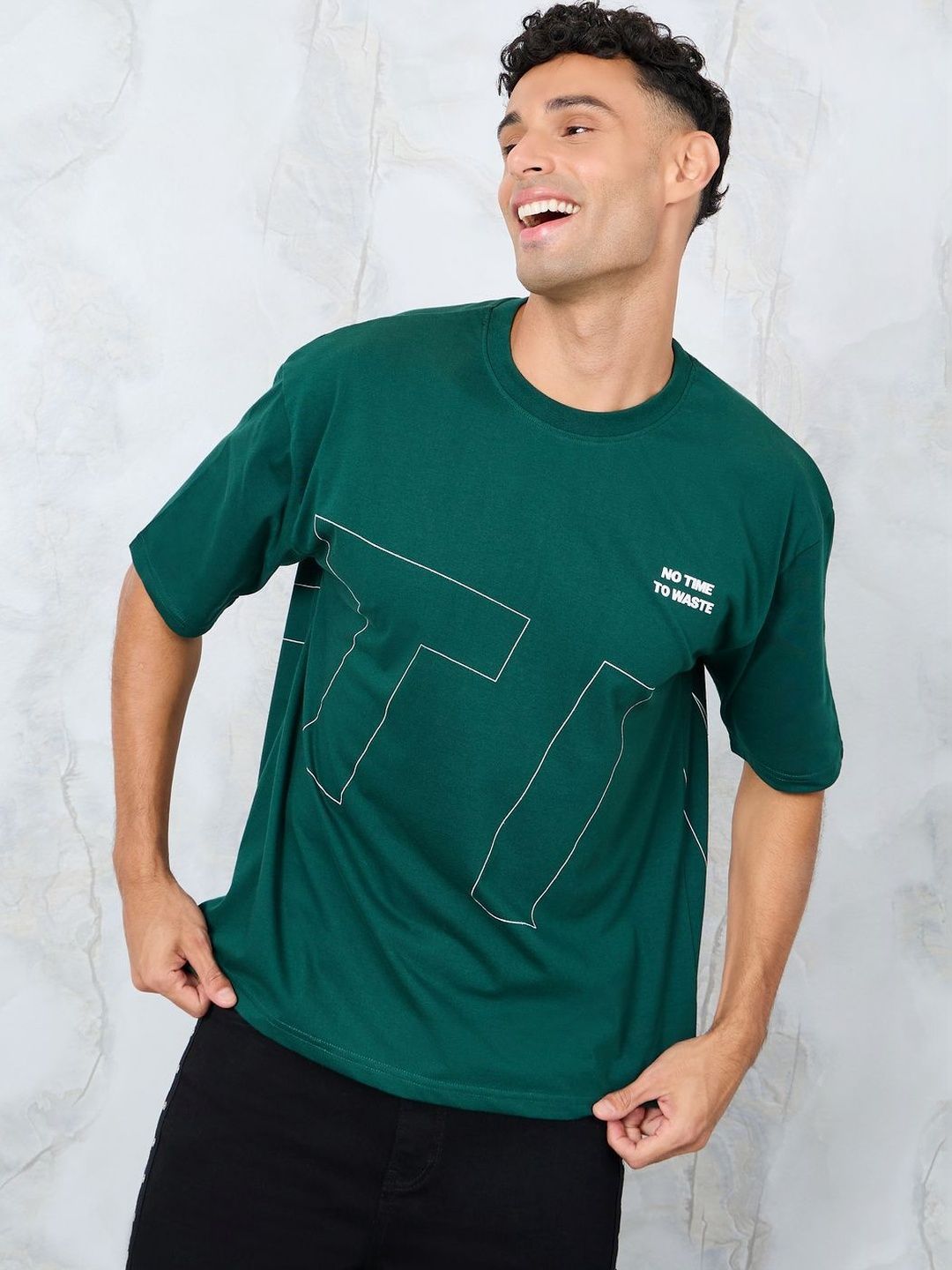 Styli Men Oversized Front & Back Graphic T-Shirt