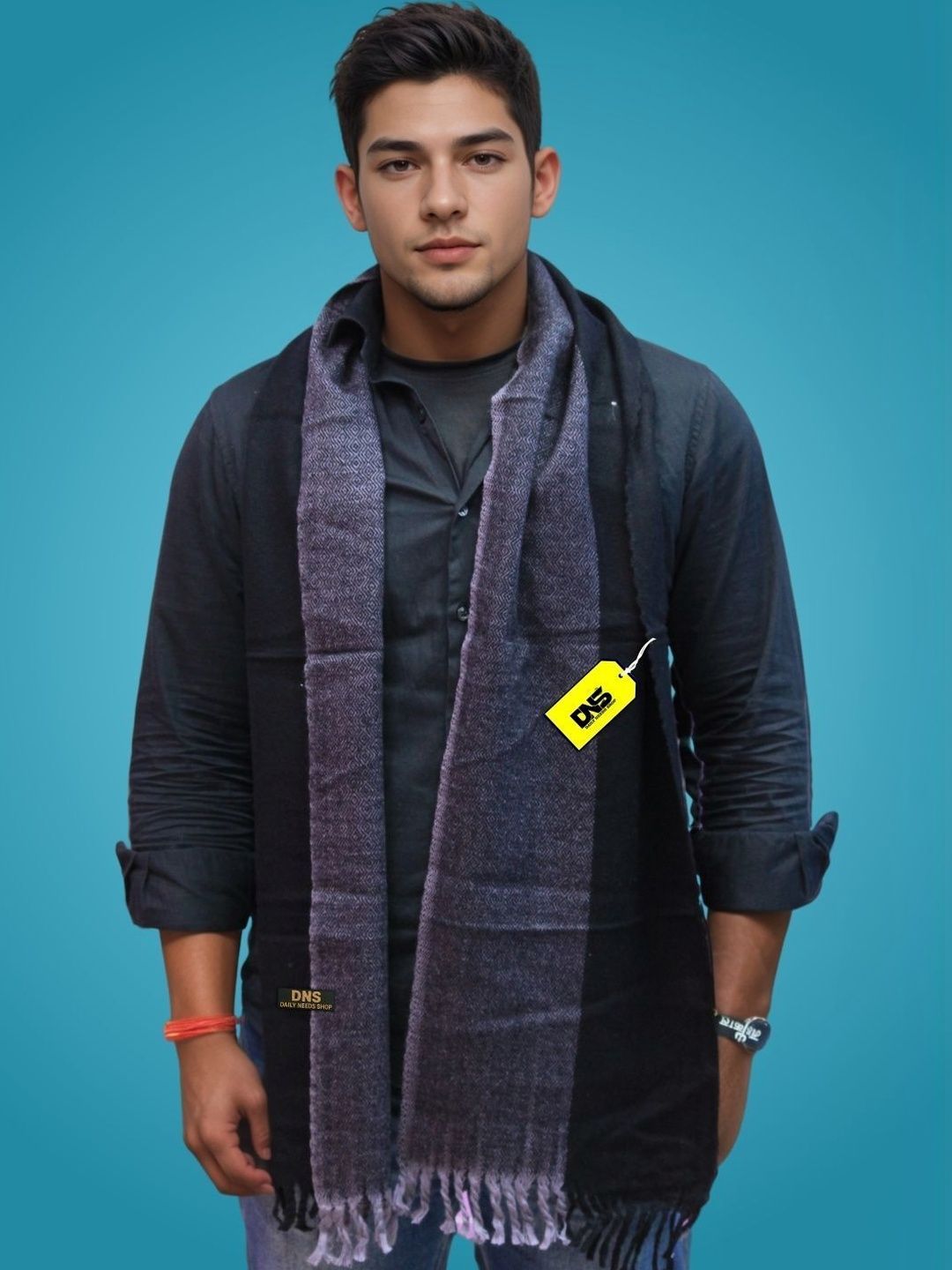 Daily Needs Shop Men Patterned Merino Wool Mufflers