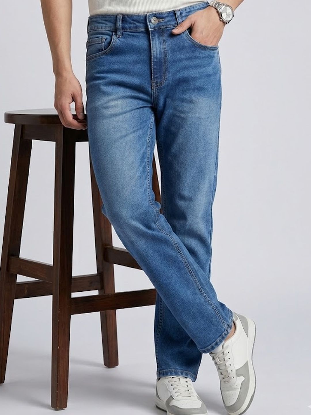 Urbano Fashion Men Straight Fit Heavy Washed Jeans Stretchable