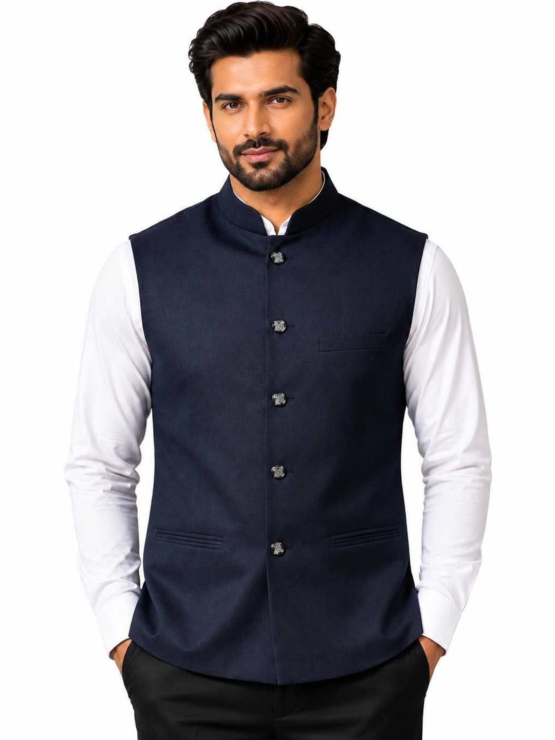 NATURE CRAFT Woven Nehru Jackets