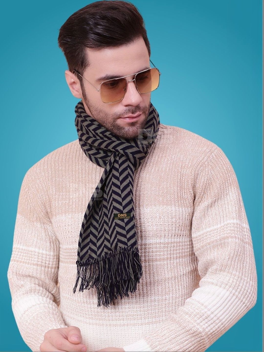Daily Needs Shop Men Patterned Merino Wool Mufflers