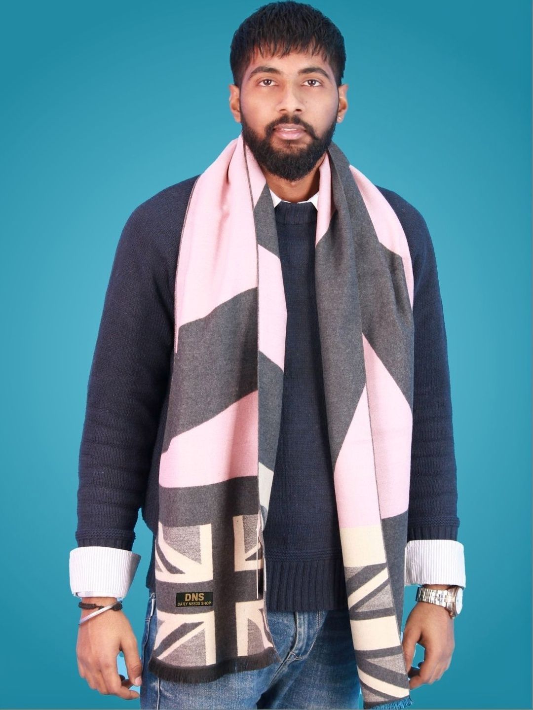 Daily Needs Shop Men Patterned Merino Wool Mufflers