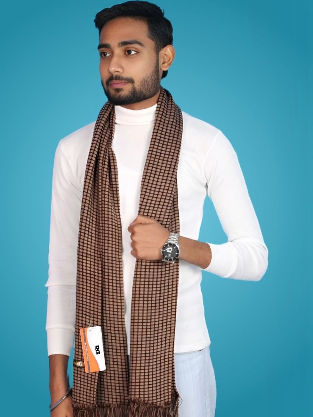 Daily Needs Shop Men Checked Merino Wool Mufflers