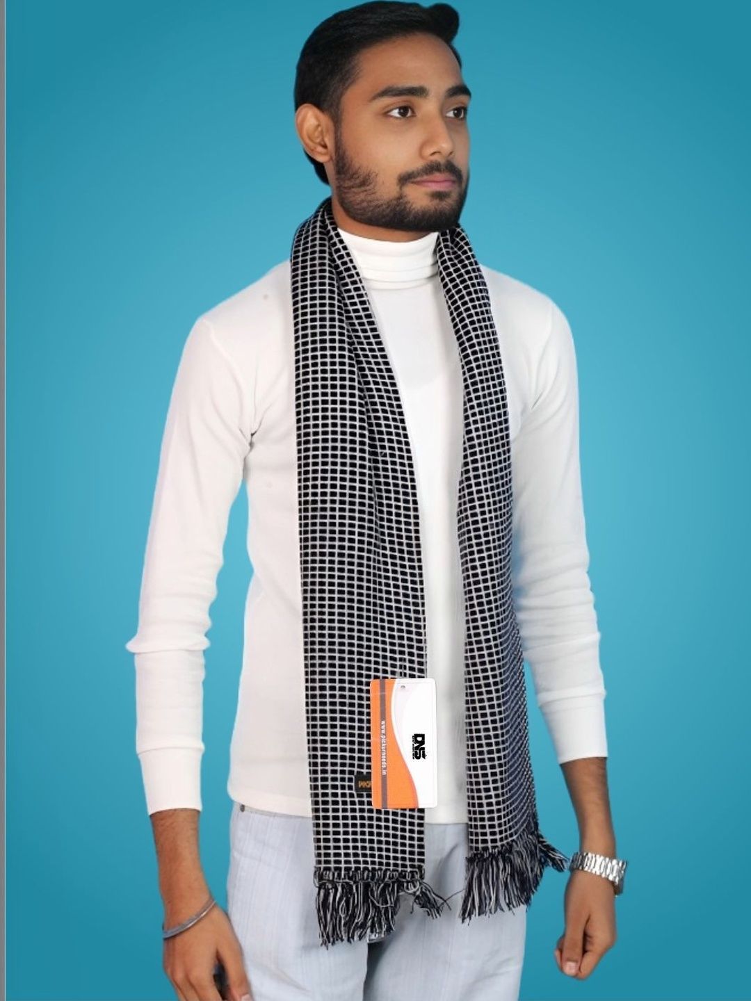 Daily Needs Shop Men Checked Merino Wool Mufflers