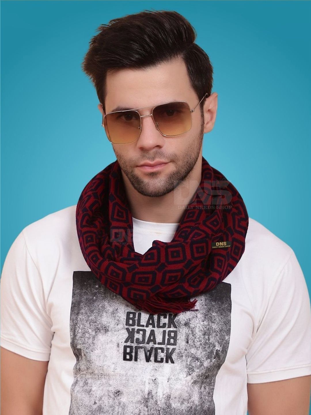Daily Needs Shop Men Patterned Merino Wool Mufflers