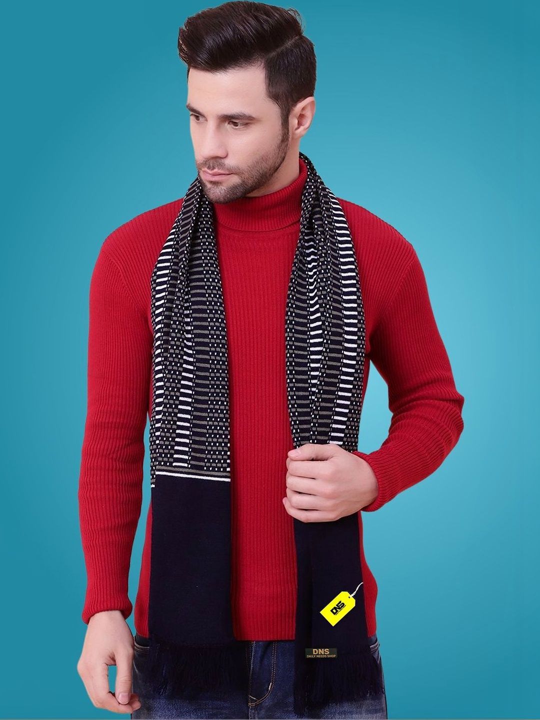 Daily Needs Shop Men Striped Merino Wool Mufflers