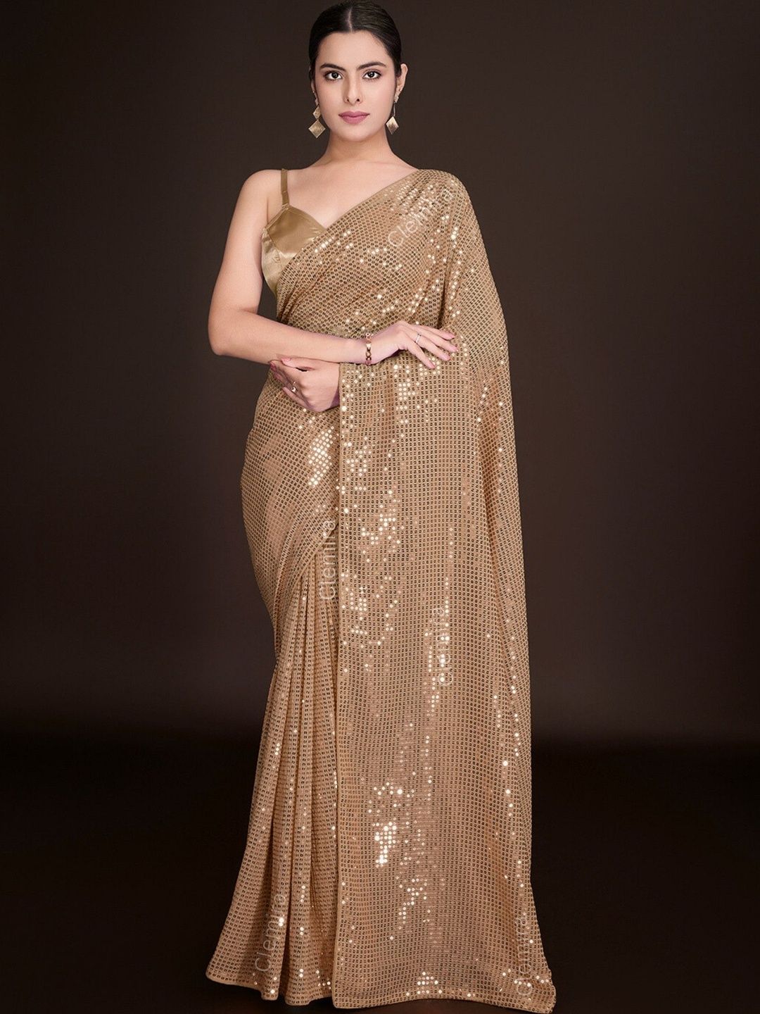 Mitera Embellished Sequinned Pure Georgette Designer Saree