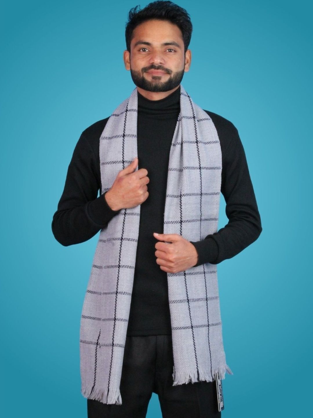 Daily Needs Shop Men Checked Merino Wool Mufflers