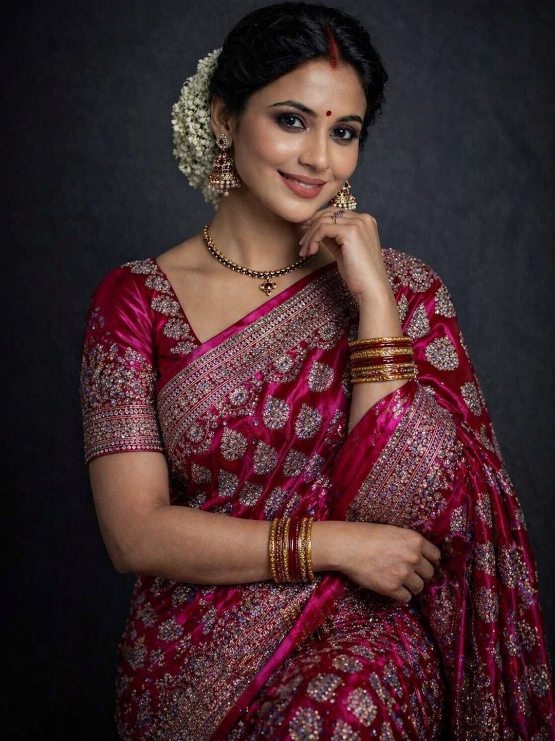 TILFELLE TILFELLE Embroidered Satin Banarasi Saree