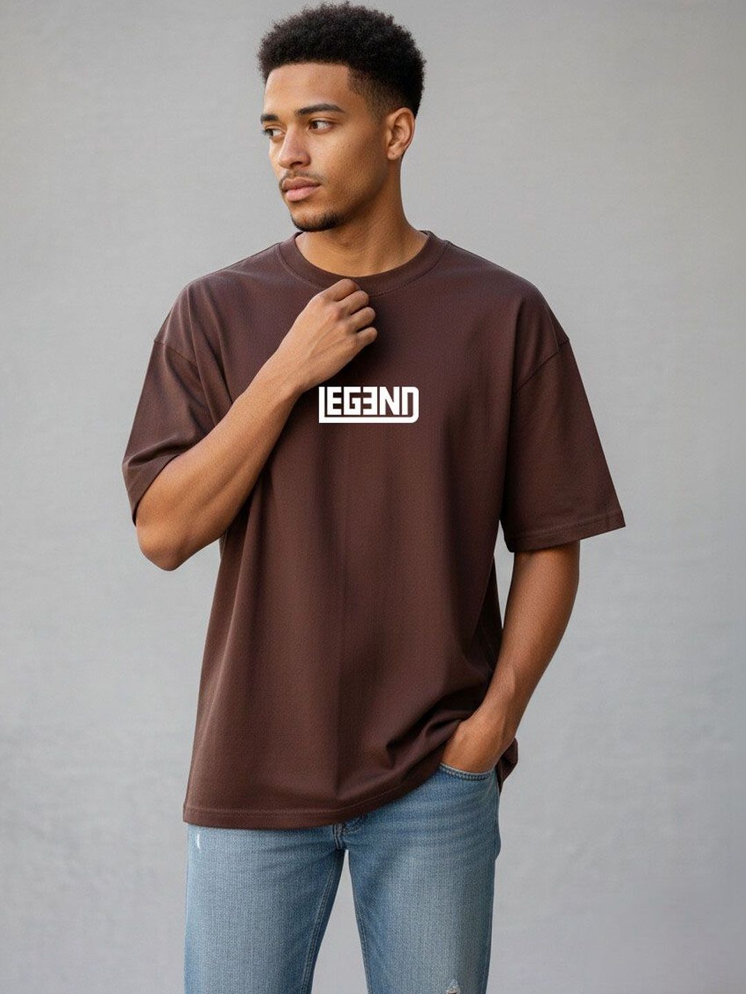 Besick Men Typography Printed Drop-Shoulder Sleeves T-shirt