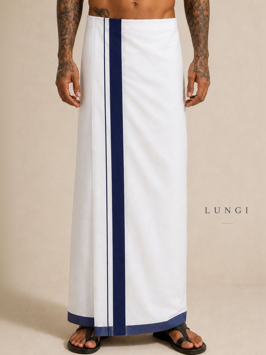 Shyam Handloom Men Striped Cotton Dhoti Dhotis