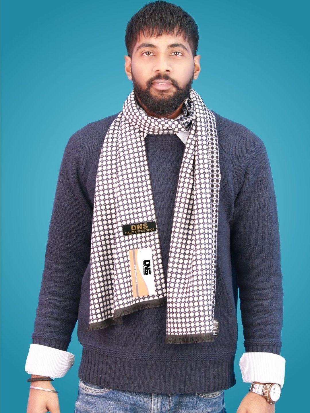 Daily Needs Shop Men Patterned Merino Wool Mufflers