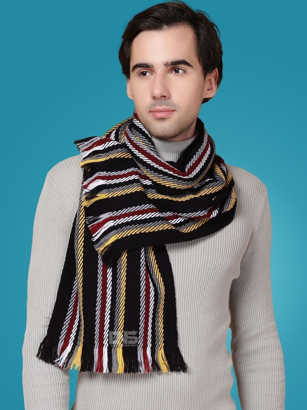 Daily Needs Shop Men Striped Merino Wool Mufflers