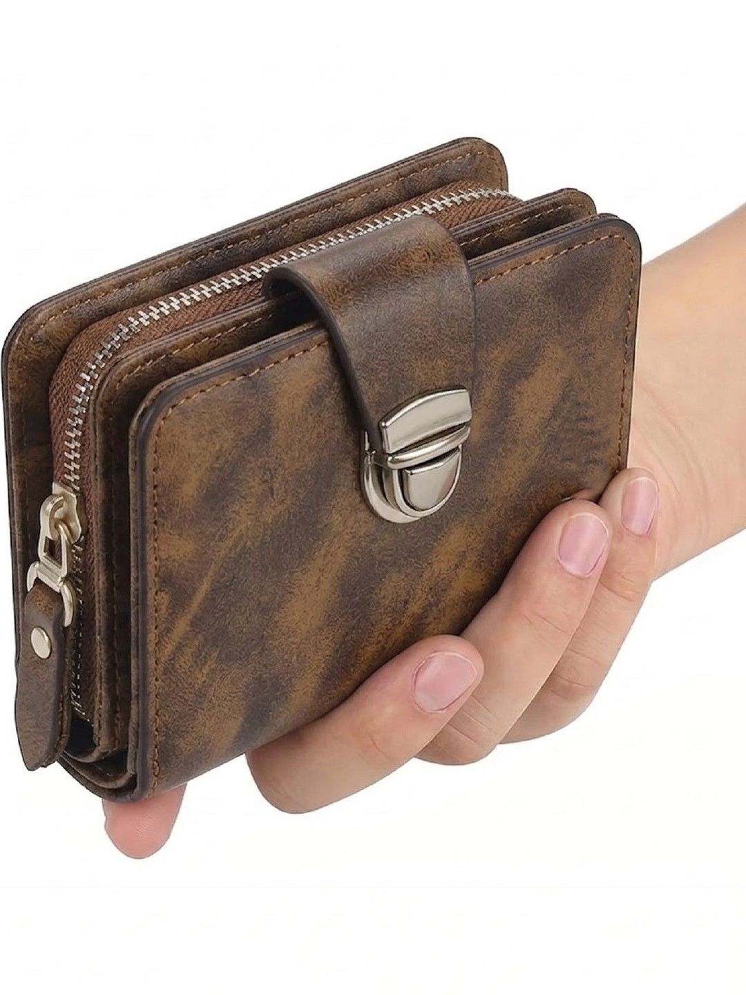 SZN Men Textured Leather Two Fold Wallet