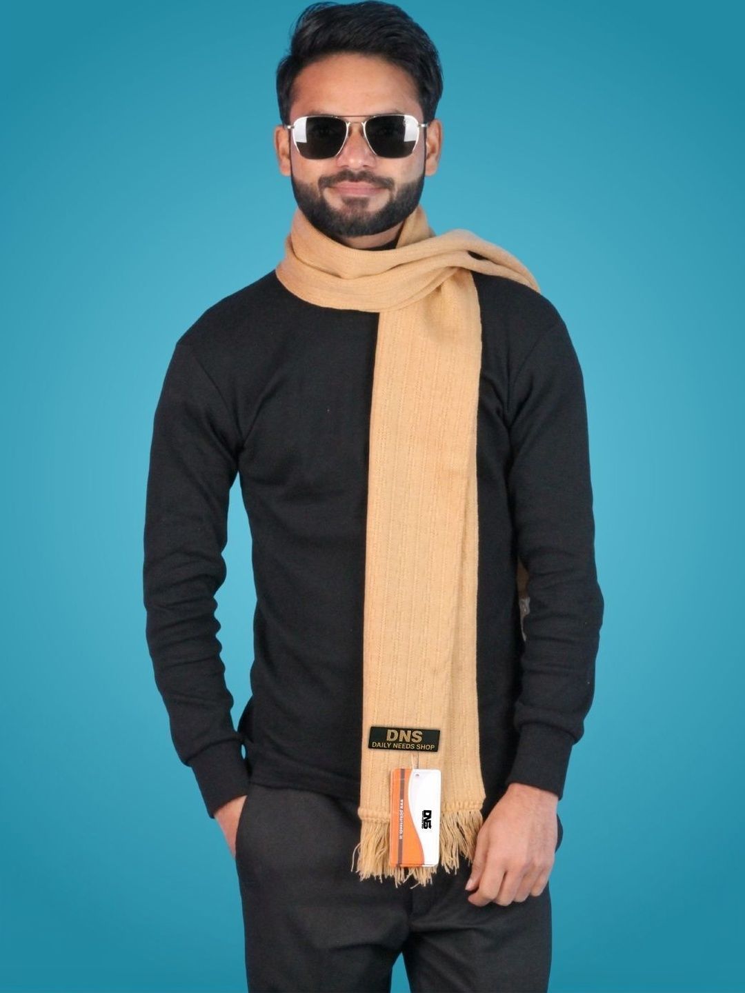 Daily Needs Shop Men Ribbed Merino Wool Mufflers