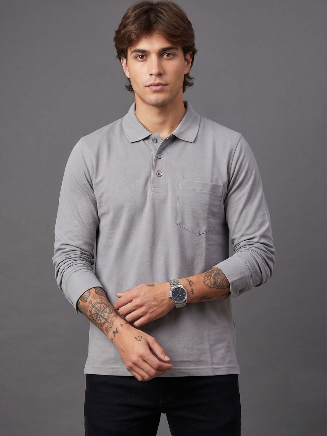 Moda Rapido Men Polo Collar Pockets T-shirt