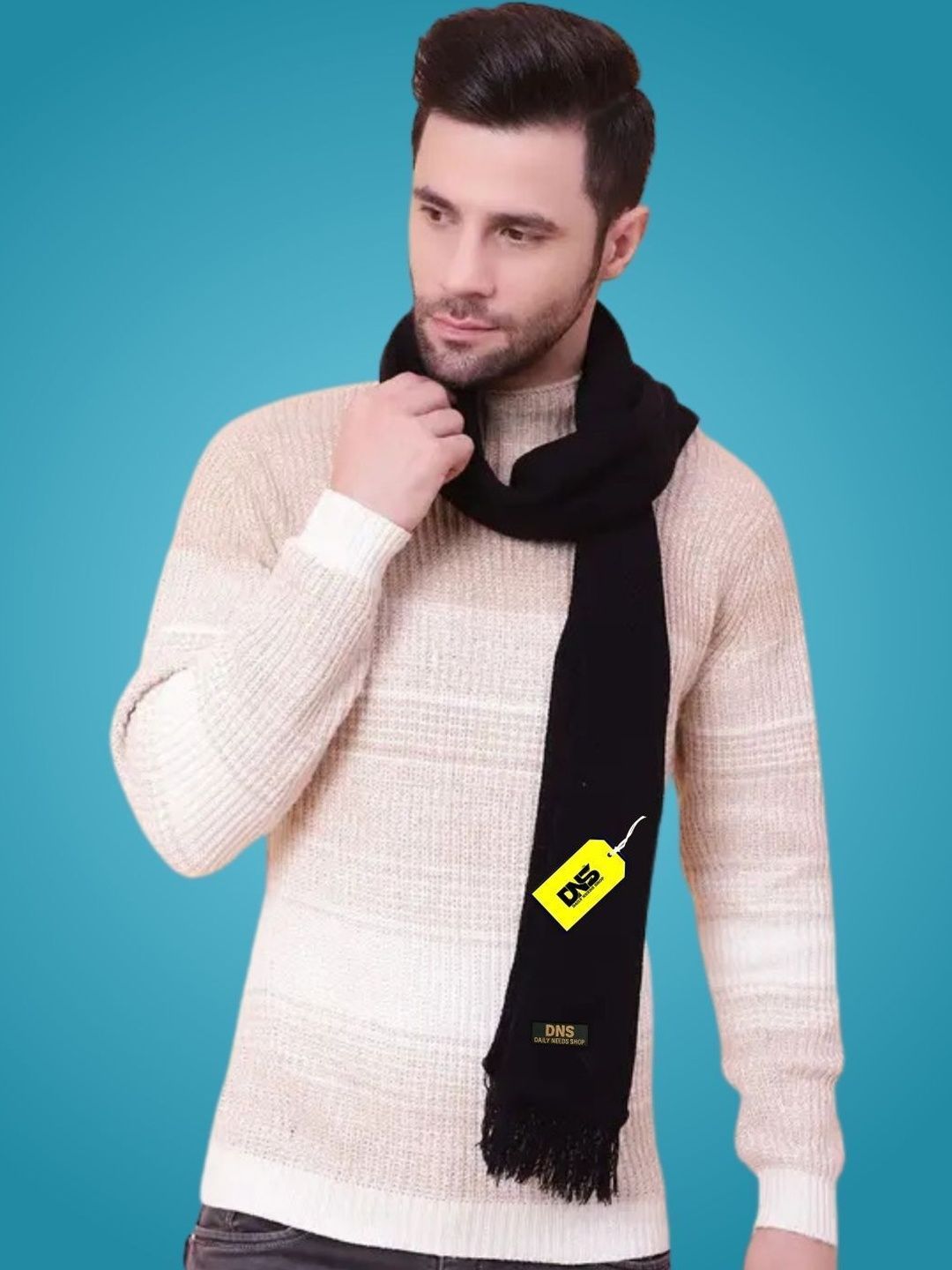 Daily Needs Shop Men Ribbed Merino Wool Mufflers