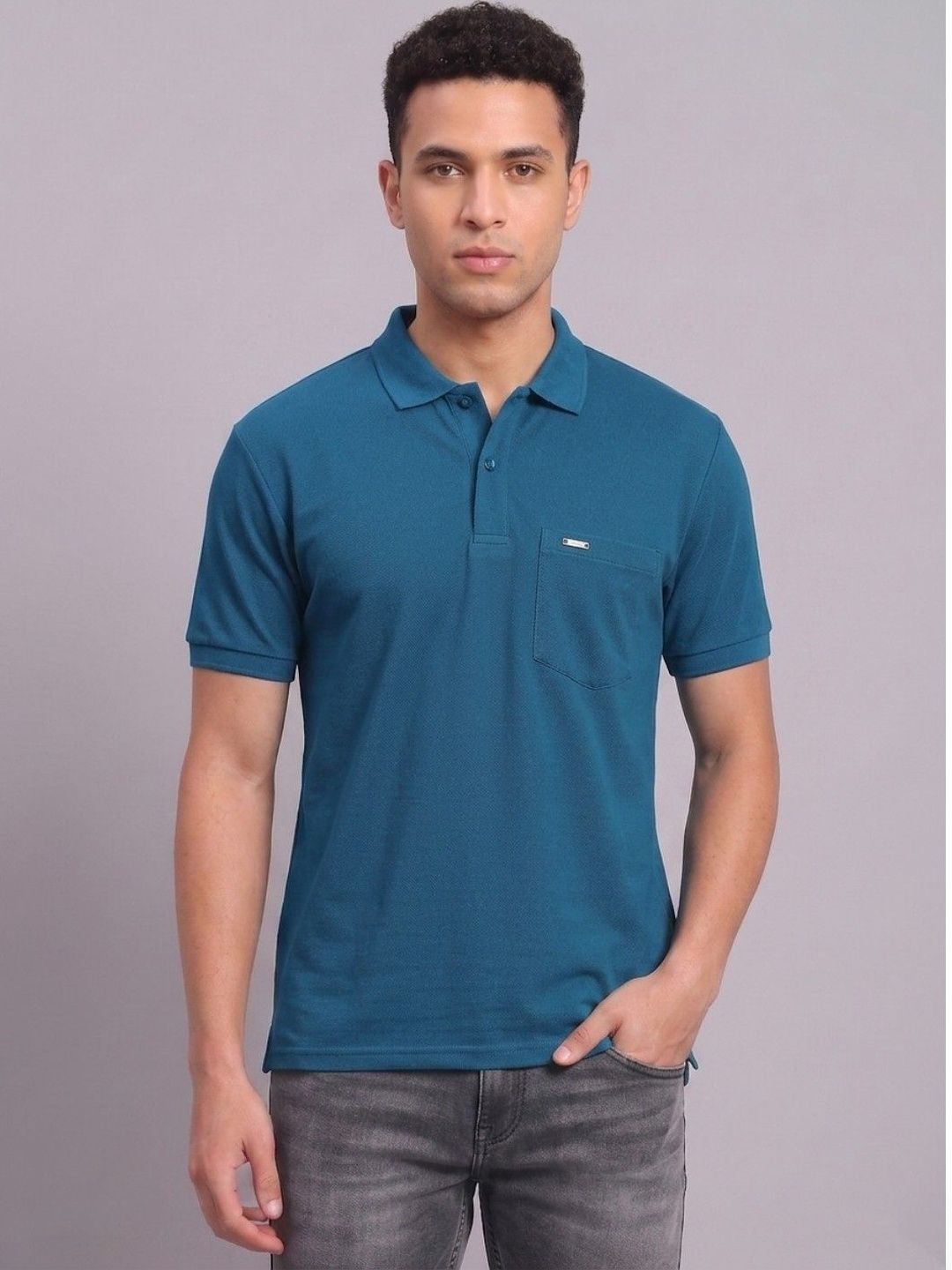 Resilience Teal Polo Collar Regular Fit T-shirt for Men