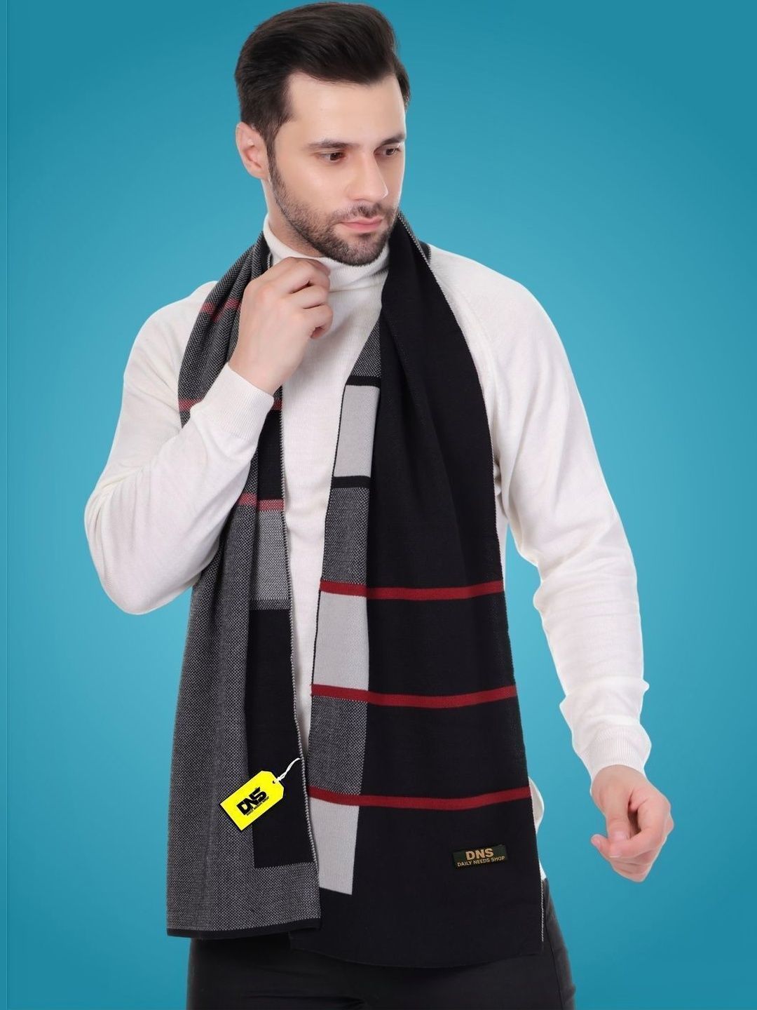 Daily Needs Shop Men Checked Merino Wool Mufflers