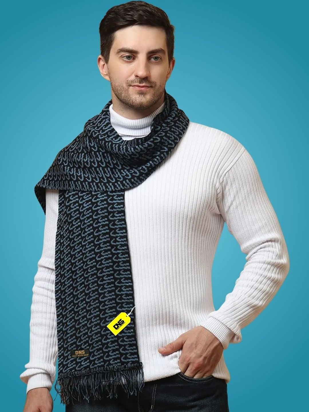Daily Needs Shop Men Patterned Merino Wool Mufflers