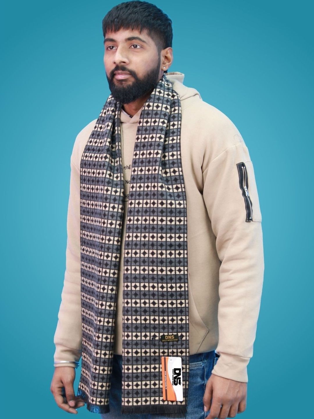 Daily Needs Shop Men Checked Merino Wool Mufflers