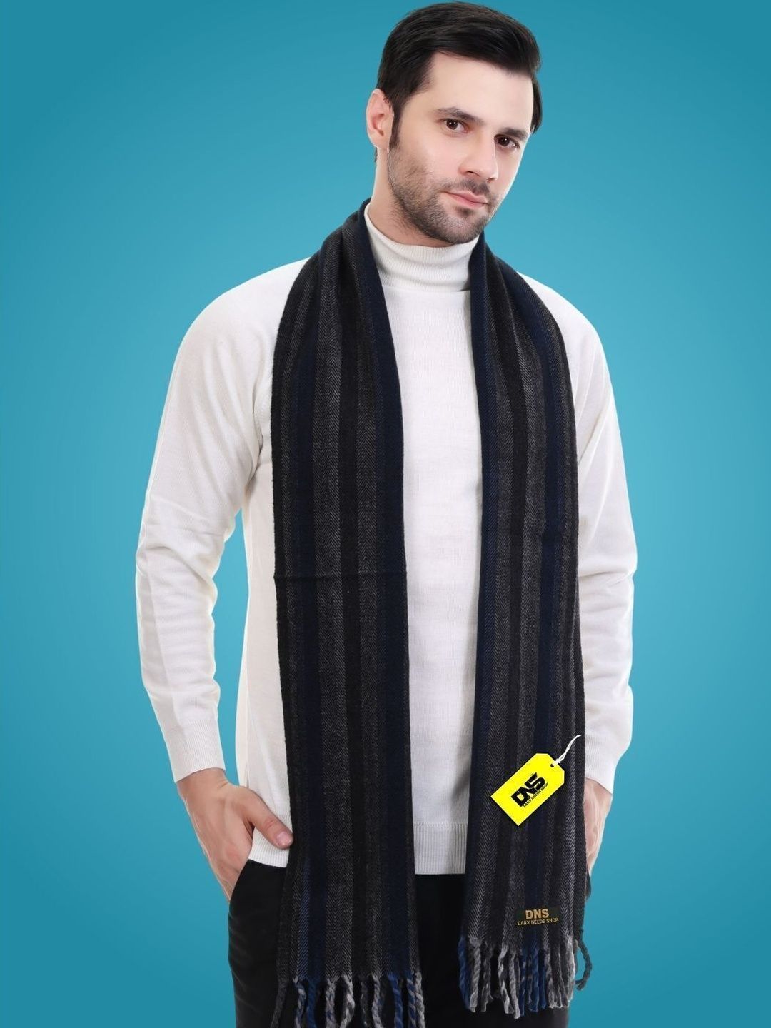 Daily Needs Shop Men Striped Merino Wool Mufflers
