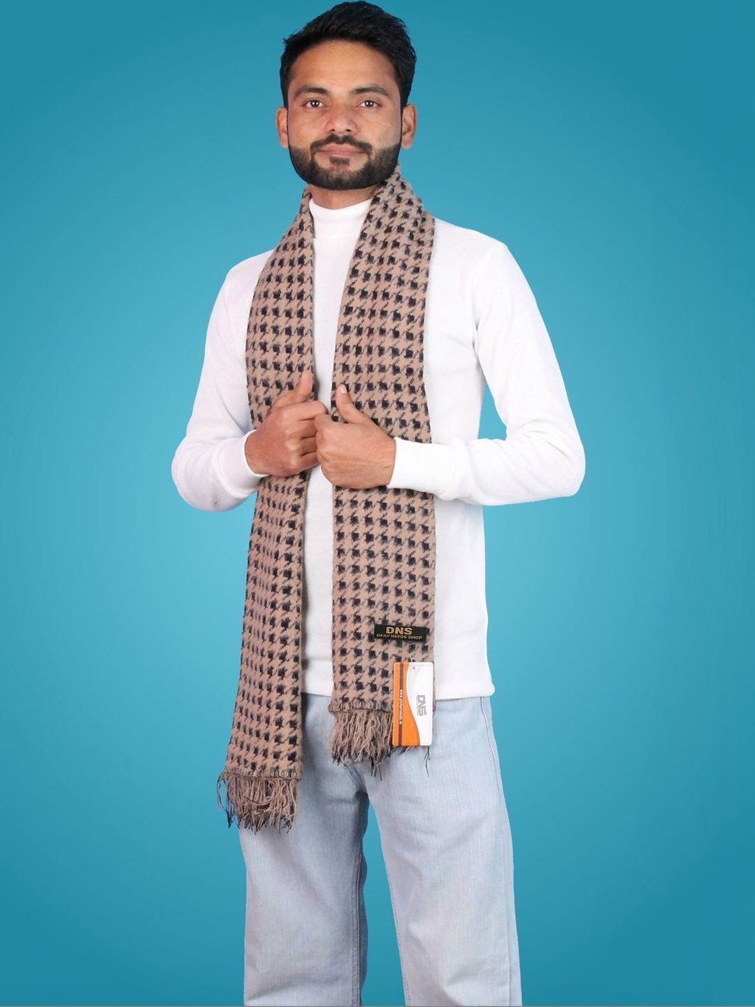 Daily Needs Shop Men Checked Merino Wool Mufflers