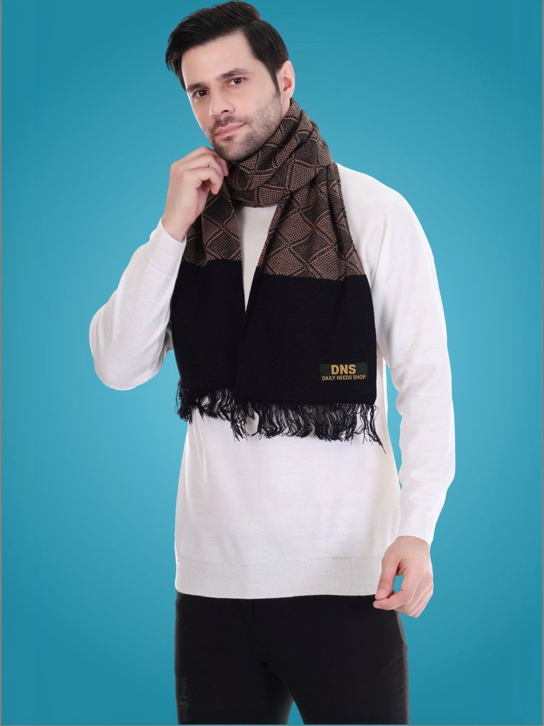 Daily Needs Shop Men Patterned Merino Wool Mufflers