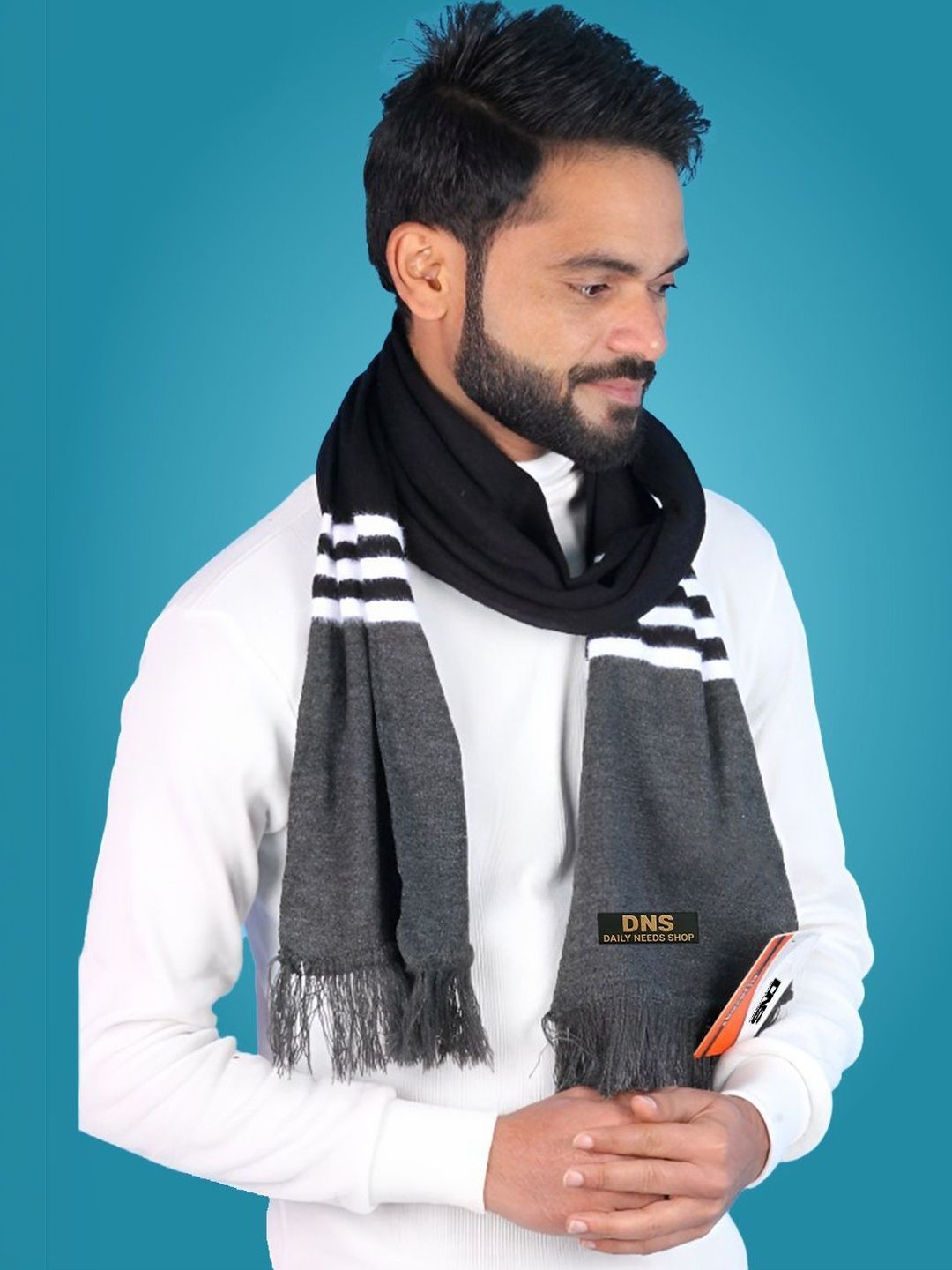 Daily Needs Shop Men Striped Merino Wool Mufflers