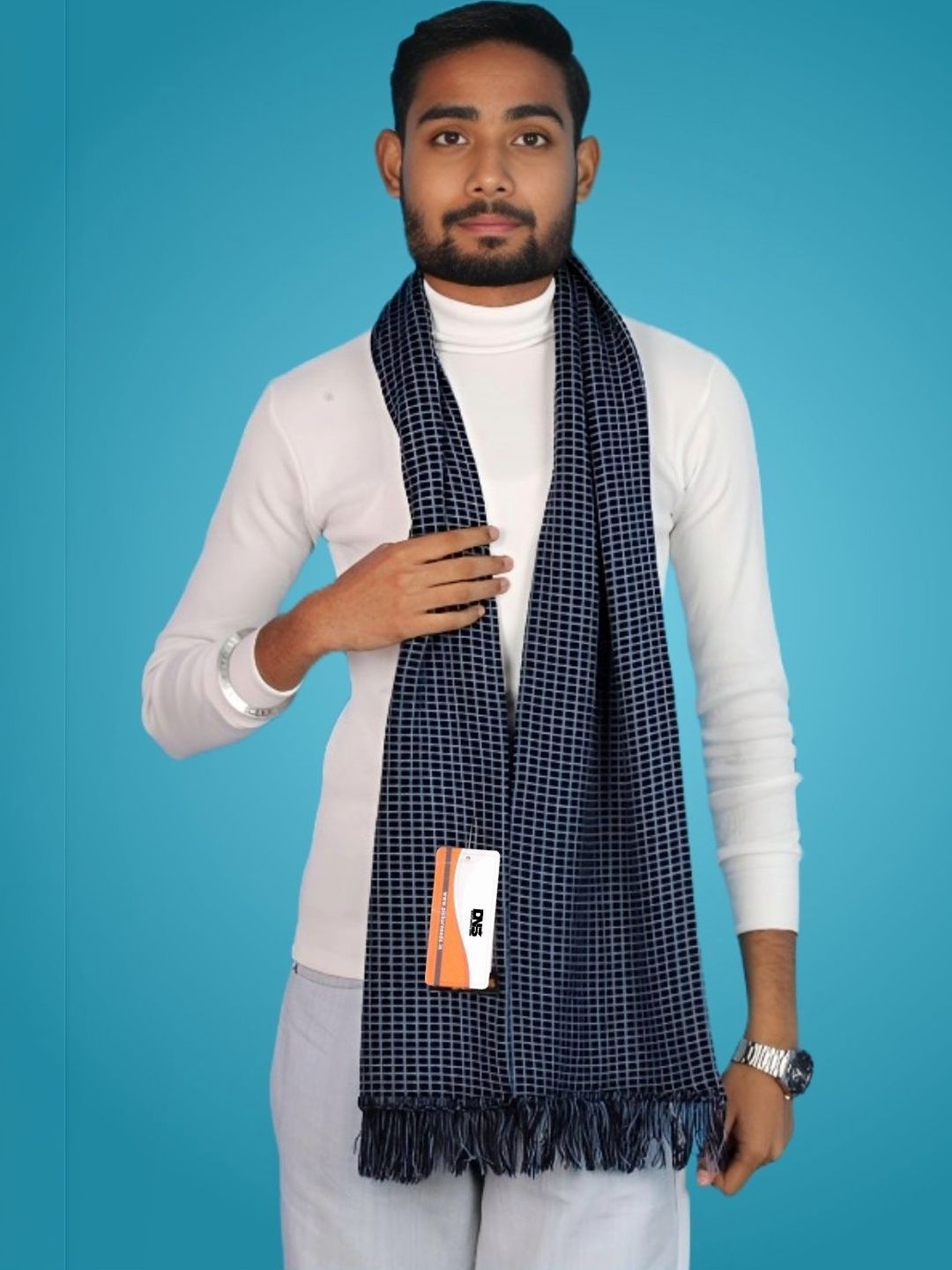 Daily Needs Shop Men Checked Merino Wool Mufflers