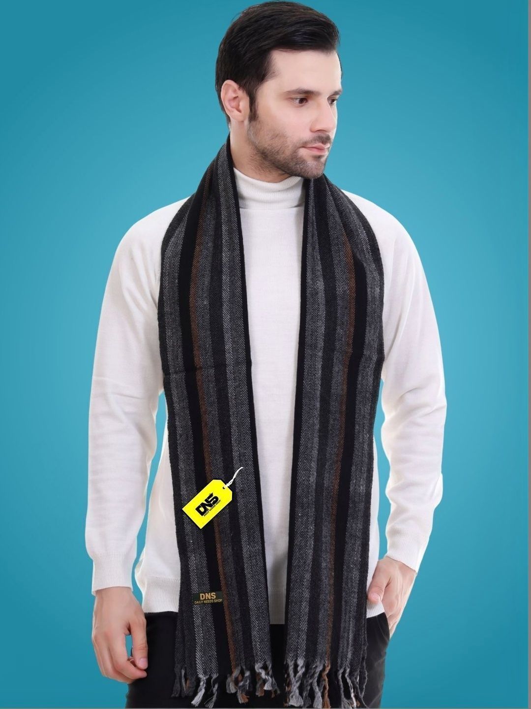 Daily Needs Shop Men Striped Merino Wool Mufflers