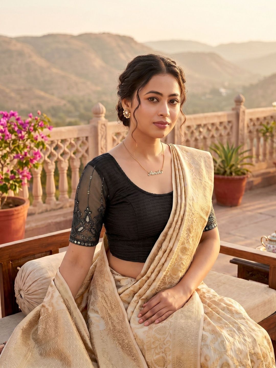 THE BLOUSES THE BLOUSES Cotton Blend Solid Sequinned Saree Blouse