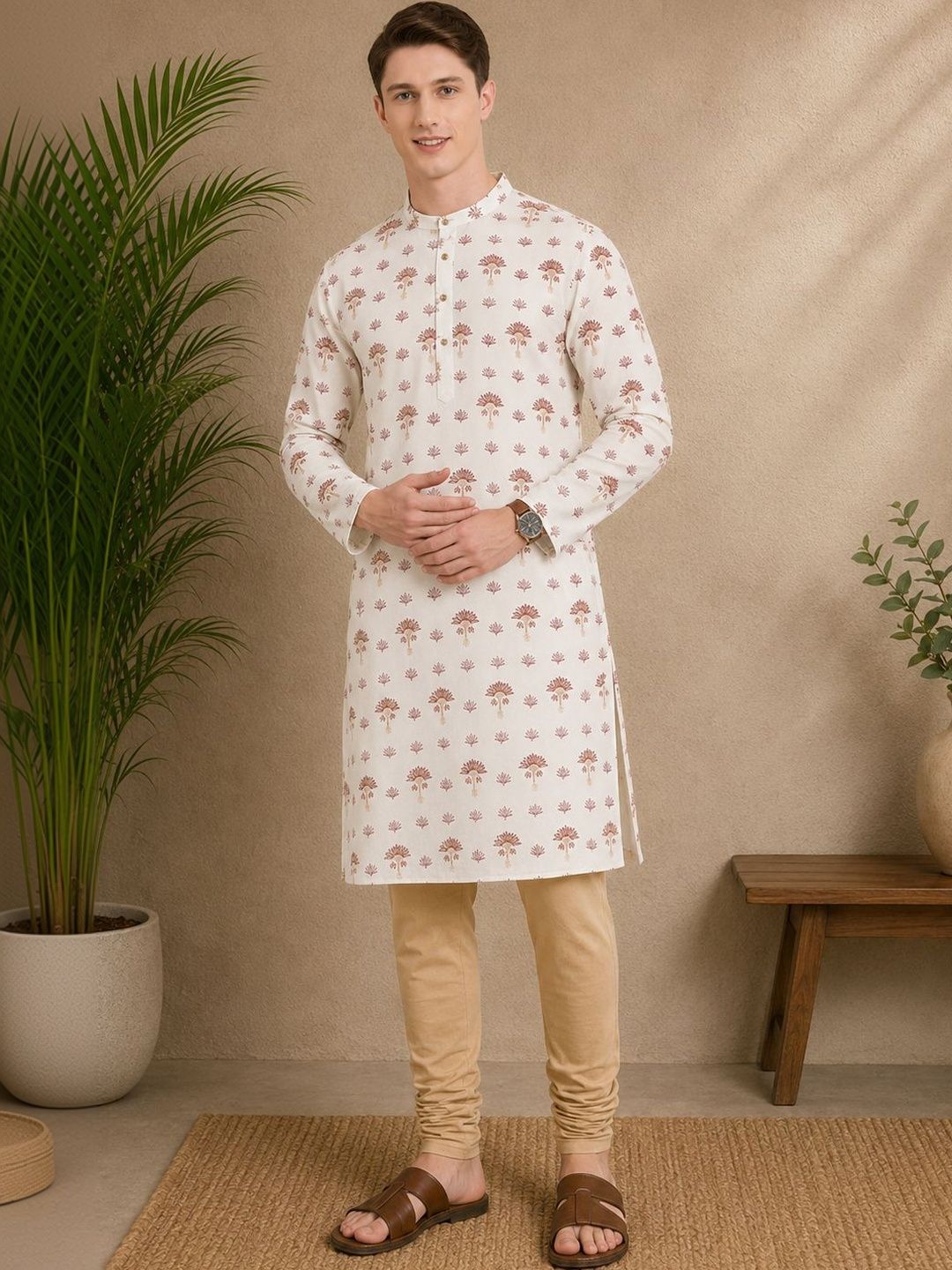 House of Pataudi Men Ethnic Motifs Printed Indie Prints Kurta