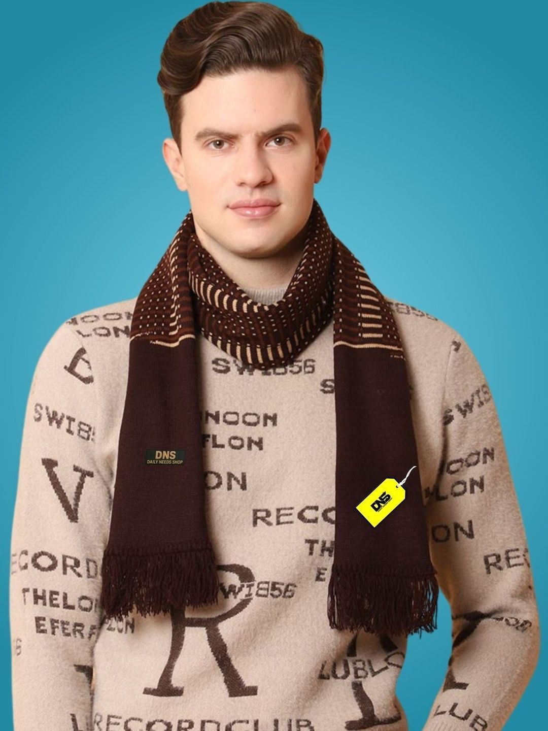 Daily Needs Shop Men Patterned Merino Wool Mufflers