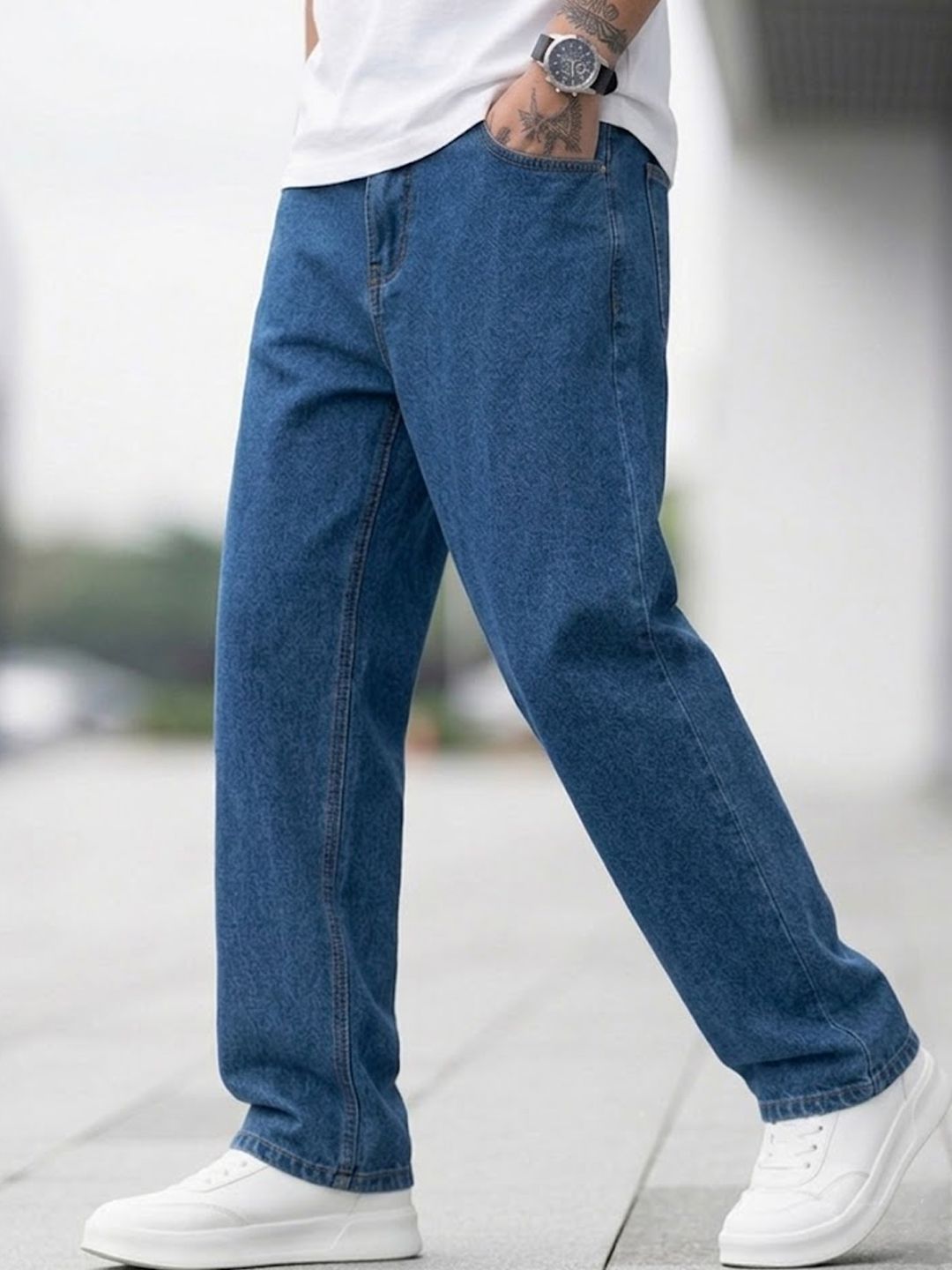 Urbano Fashion Men Washed Non-Stretchable Relaxed Fit Jeans